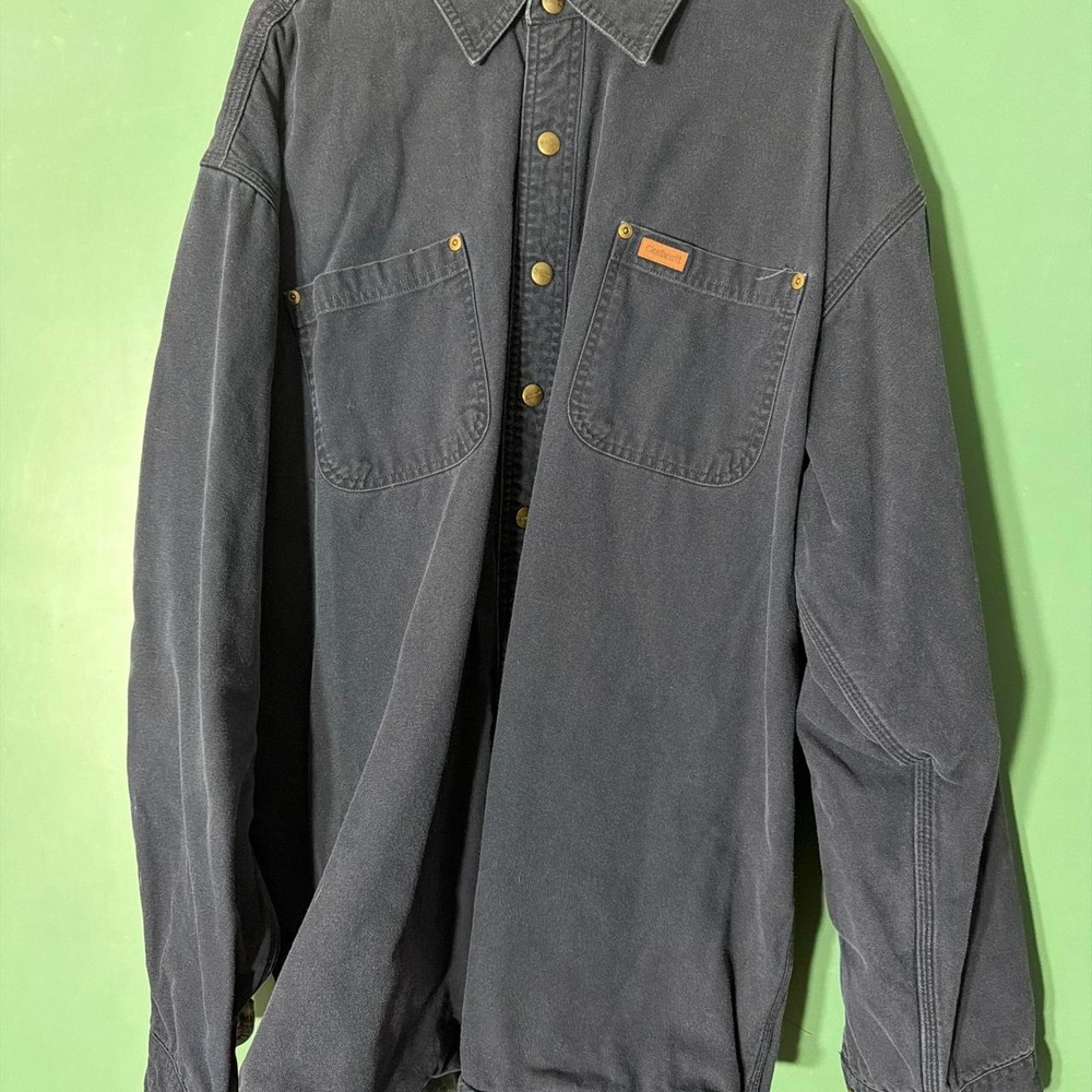 Vintage 2007 Carhartt Midnight Blue Flannel Lined Denim Shacket Mens XL Tall
